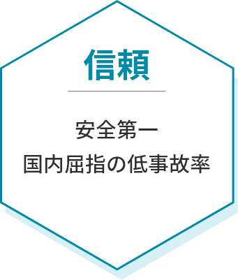 信頼。安全第一、国内屈指の低事故率